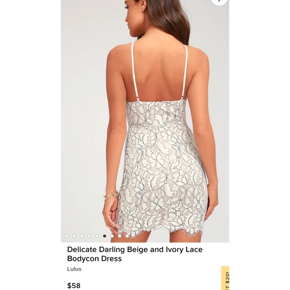Delicate Darling Beige and Ivory Lace Bodycon Dress - Picture 7 of 12